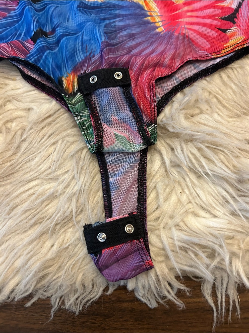 SPIRITHOODS Feather Print Mesh Mockneck Bodysuit - Picture 5 of 11